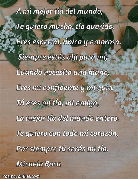 cancion para la mejor tia del mundo|Cinco Poemas de Amor para mi Tía .